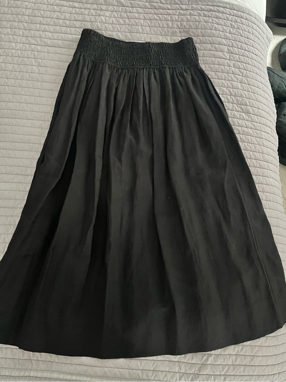 & Other Stories Black Smocked-Waist Maxi Skirt